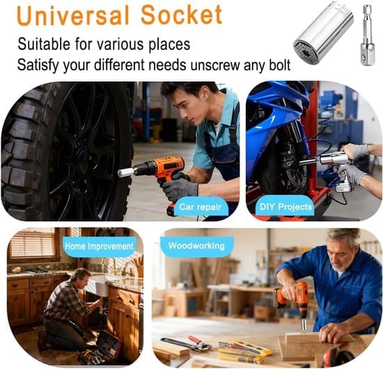 Universal topnøgle - 7-19 mm selvjusterende topnøgle - med boreadapter