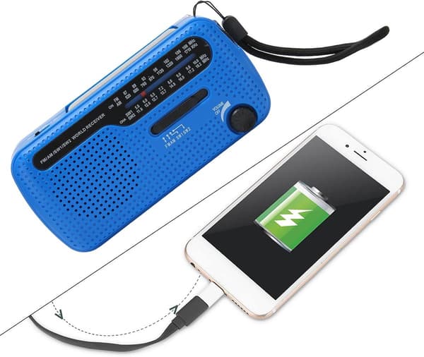 Nödradio, 1200mAh Solgenerator, AM/FM/Väder, SOS