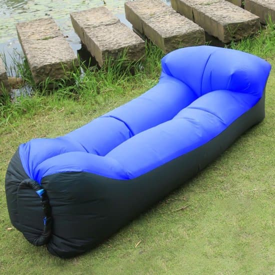 Oppustelig sofa, bærbar campingbænk, 240 x 75 cm, velegnet til camping, baghave, pool og strandfester.