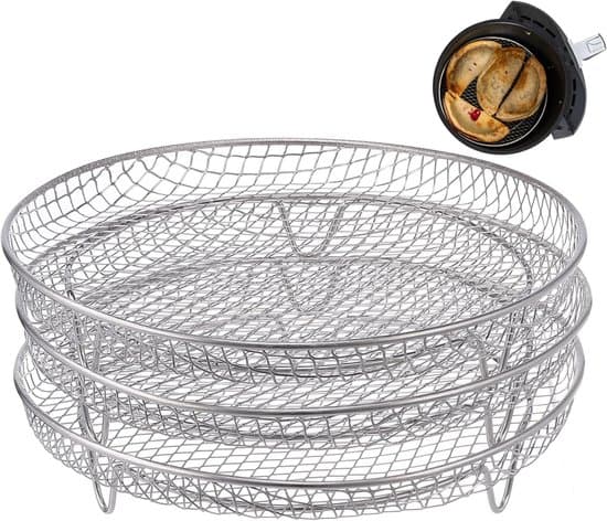 7,8-tommer airfryer tilbehør, 3 stabelbare rustfri stålriste