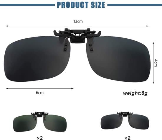 4-pack clip-on solglasögon - polariserade och UV-skydd