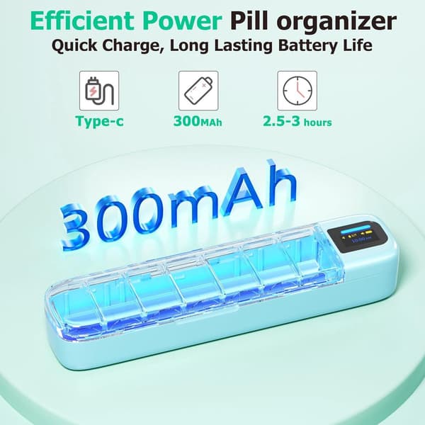 Smart pillerlåda med väckarklocka, Bluetooth-appkompatibel, grön