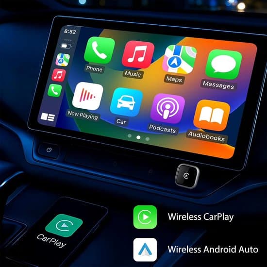Mini trådløs CarPlay-adapter (sølvgrå) - Kompakt AutoPlay-adapter til Android Auto, hurtig forbindelse, 2026-opgradering