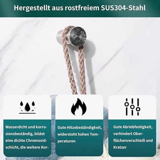 Handdukskrokar i SUS304 rostfritt stål, borrbara för väggmontering, väggkrokar, superborstad silverfinish, 4-pack.