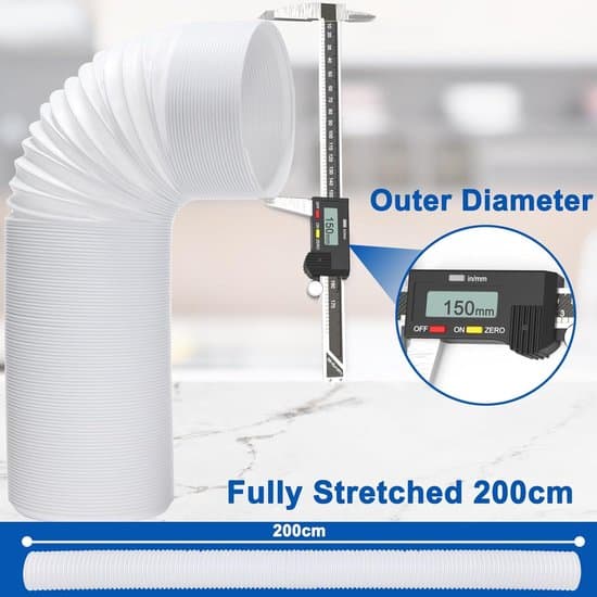 Bærbar aircondition udtrækkelig afløbsslange - 2 meter PP-materiale - 15 cm diameter
