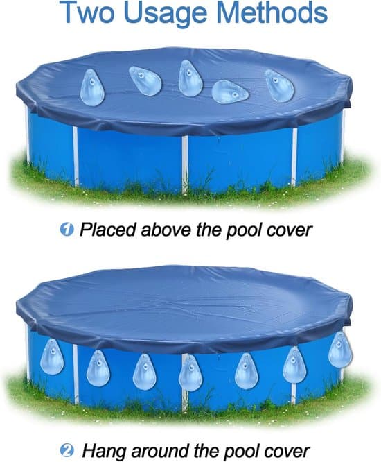 Poolskydd med vikter - 12 vattenpåsar för optimalt poolskydd