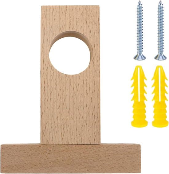 2-pack robusta gardinstångs- eller klädstångsfästen i trä (30 mm)