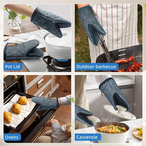 2-pack blå mini värmebeständiga handskar halkfri silikonfoder kök