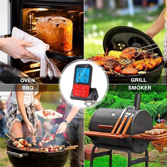 Digital termometer med två programmerbara trådlösa sensorer – Vattentät grilltermometer
