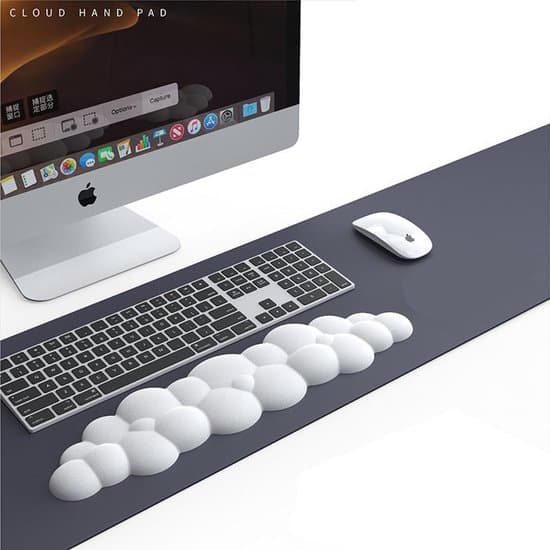 Molnformat handledsstöd för tangentbord, halkfri PU-bas, minnesskum, för spel/kontor/laptop, vit.