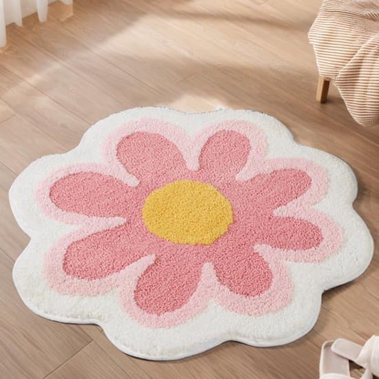 40x40 cm Blød Absorberende Blomstret Mikrofiber Badeværelsesmåtte, Pink
