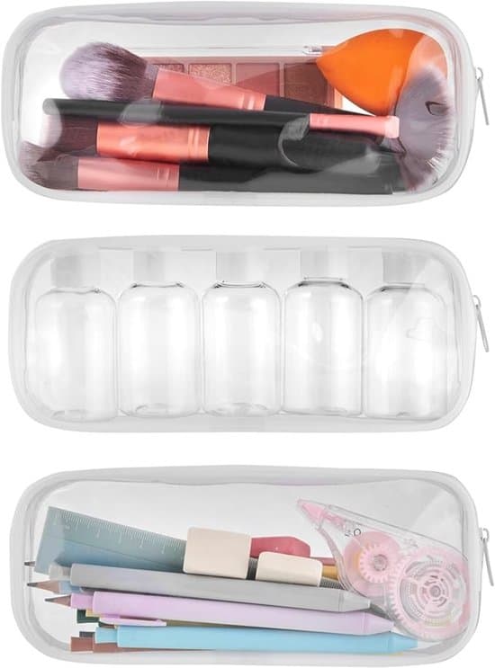 Transparent PVC Vattentät Pennfodral för Studenter och Rese Necessär