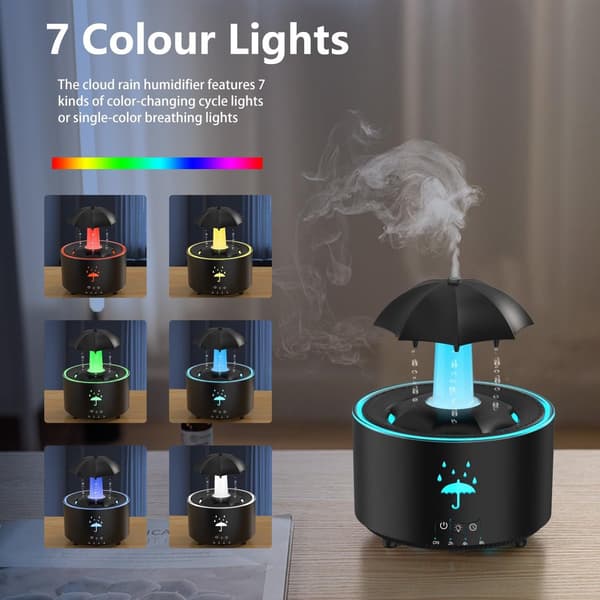 Sort 350 ml Bluetooth Aroma Diffuser – 4 Naturlige Lydeffekter, Flammeeffekt, Luftfugter