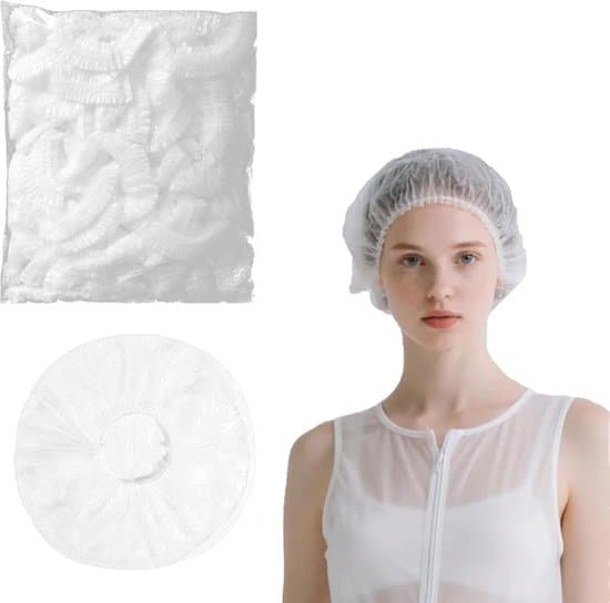 100-pack förtjockade vattentäta 39 cm plast elastiska engångsduschmössor