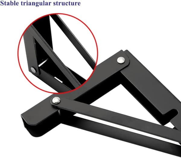 2-delt mat sort 10-tommer foldbar stativhylde, DIY vægmonteret foldebordhængsel.