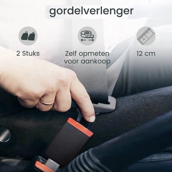 Bilseleforlængere - 2-pak - 12 cm - Sort