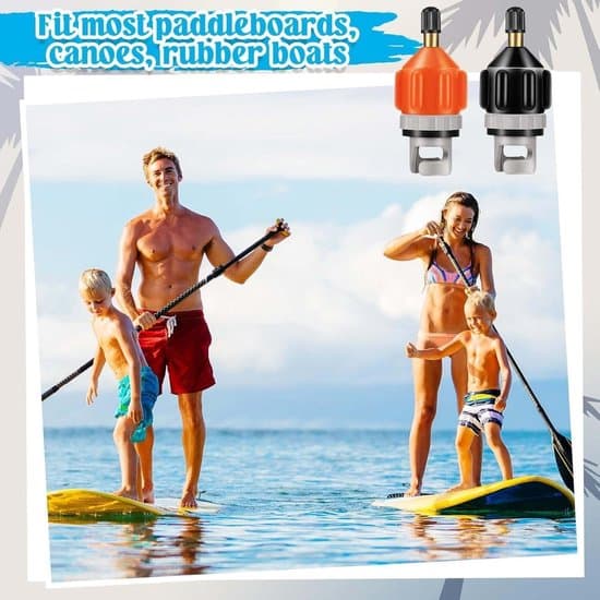To-delt oppustelig stand-up paddleboard (SUP) luftpumpeadapter - Paddleboard luftventil til kajak luftventiladapter - Billuftpumpeadapter - Sort