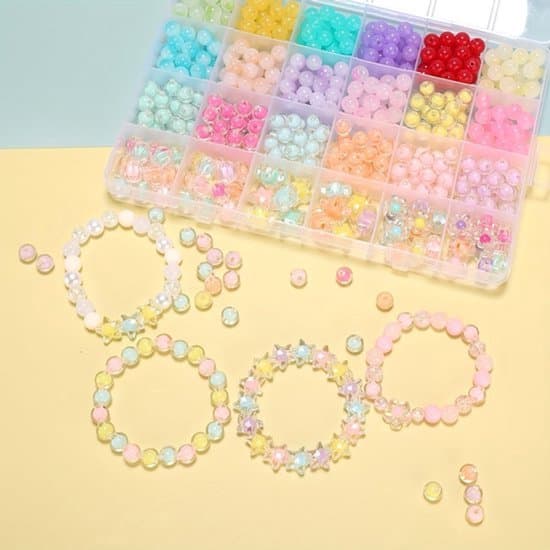 509-dele DIY Perlesæt – Farvede Polymerlerperler til Smykkefremstilling