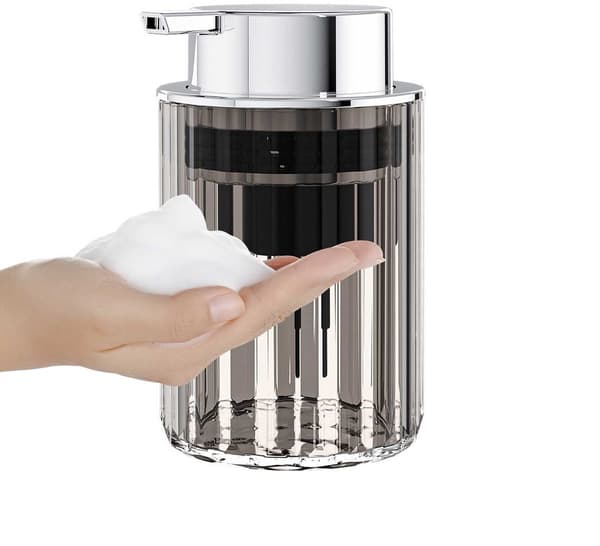 Skummende sæbedispenser, klar grå, pumpe, genanvendelig