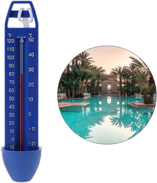 Pooltermometer - Poolvandtermometer - Temperaturmåling - Flydende design - Længde 24,8 cm - Blå
