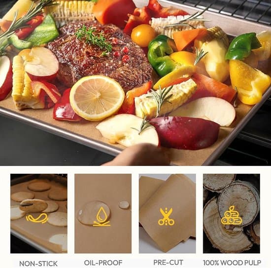 100 ark ubleget non-stick bagepapir, 30x20 cm, til airfryere
