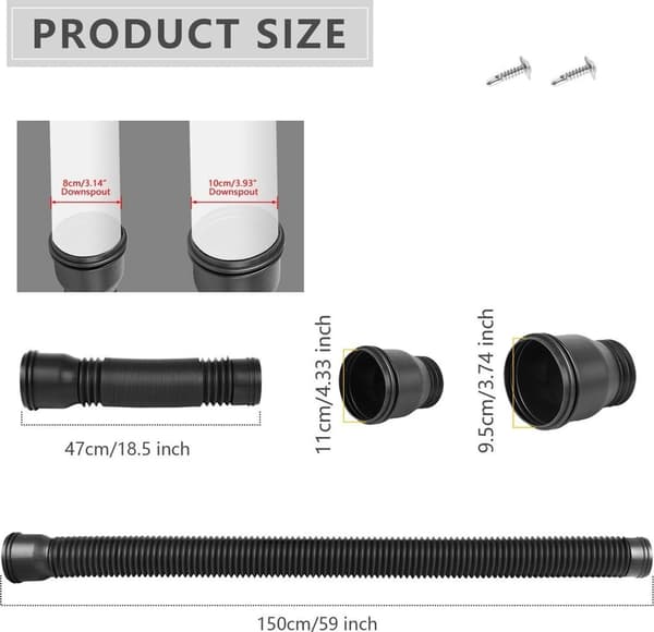 150 cm dräneringsförlängningsrör - svart