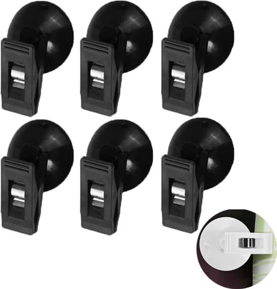 6-pack 40 mm sugkoppar för duschdraperi - blå