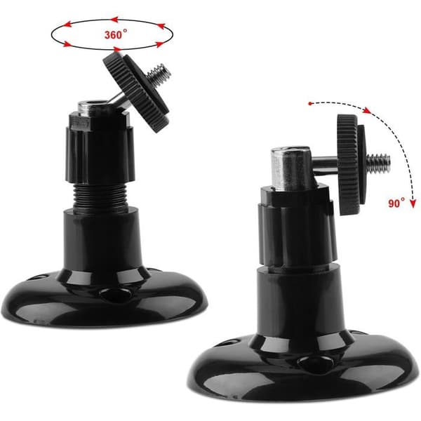 (2-pack) Väggfäste för säkerhetskamera inomhus/utomhus, justerbart takfäste (svart)