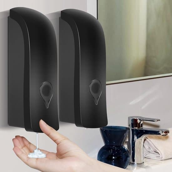 Väggmonterad tvåldispenser - väggmontering - 2 stycken - svart - 300 ml