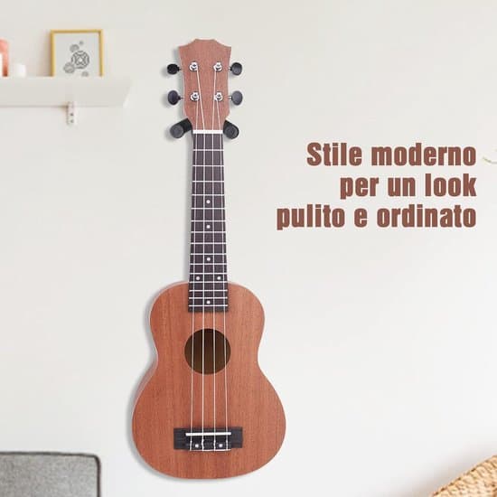 Stativ för gitarr och elgitarr - väggmonterad hållare med krokar för elbas ukulele fiol (1 styck)