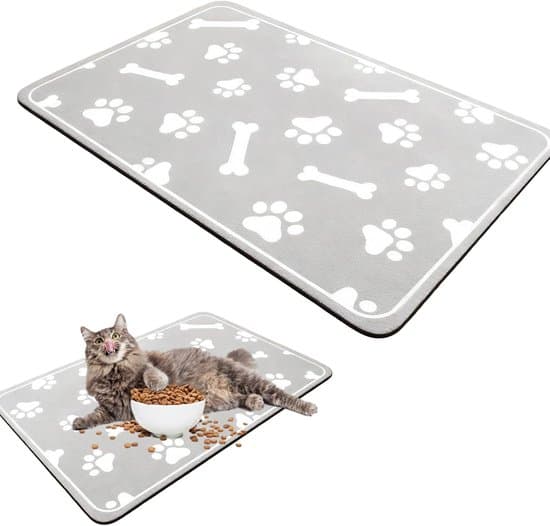Kæledyrsfodermåtte 30 x 50 cm, absorberende fodermåtte til hunde, fodermåtte til hunde og katte, bademåtte