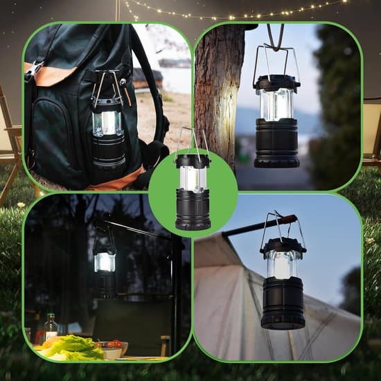 4-delt foldbart LED-campinglyssæt, varm hvid superlys, til have, terrasse, nødsituation, camping, sort