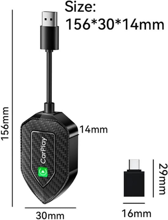 - 2-i-1 trådløs Bluetooth 5.0 Android bilboks, skjoldformet dongle, plug and play.