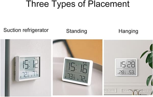 Digital termometer och hygrometer, liten LCD-väckarklocka - vit