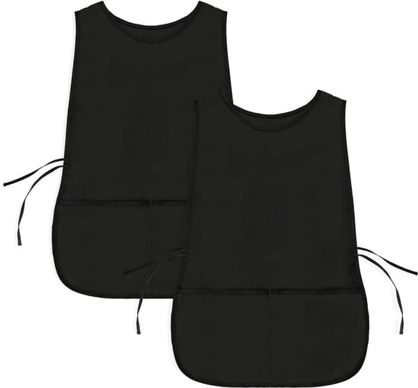 Forklæde med 2 lommer, standardstørrelse 72,4 cm x 47,0 cm, polyester-bomuldsblanding, sort.