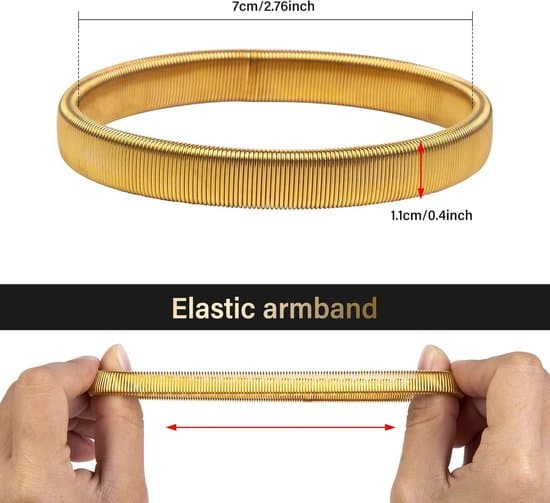 6-delt unisex elastisk metalarmærmesæt - sølv, guld, sort