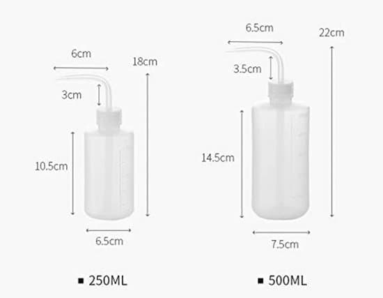 Plastflaskor med klämfunktion, set om 2 - 250 ml och 500 ml för laboratorium och växter