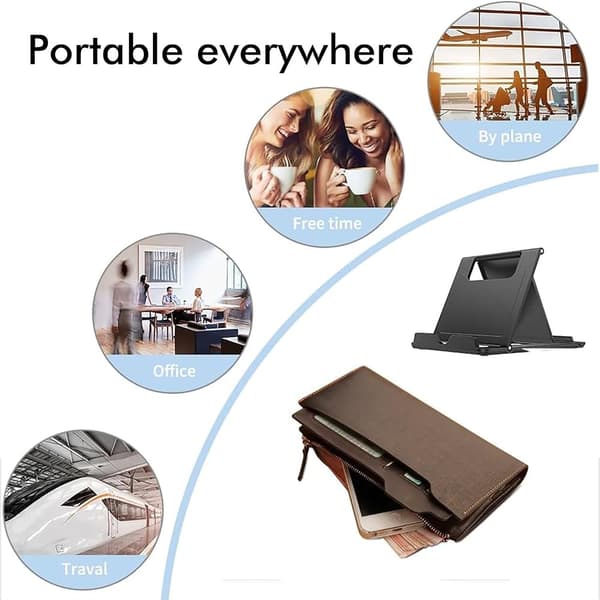 Bärbart skrivbordstelefonställ, [5-pack] hopfällbart, fickformat, justerbart stativ, för skrivbordsanvändning, för iPhone, iPad, Kindle och Android...