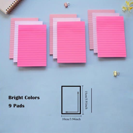 9 ark selvklæbende farverige sticky note indeksmærker