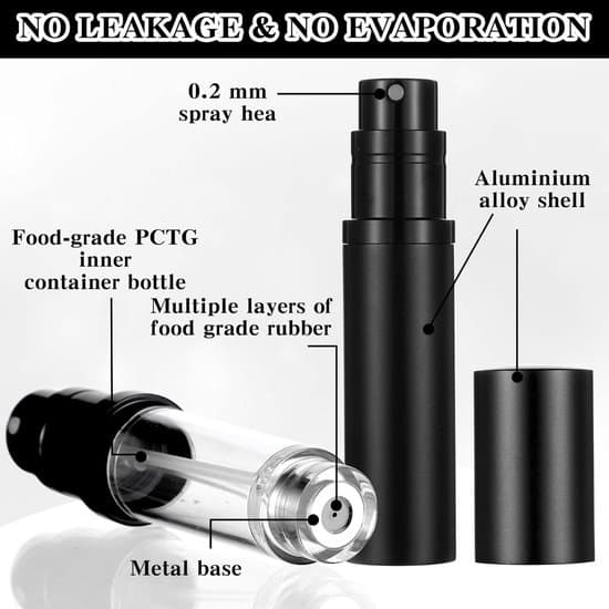 Påfyllningsbar Parfymatomizer, 5ml, 2-pack, Parfymatomizer, Påfyllningsbar Sprayflaska för Resor, Svart
