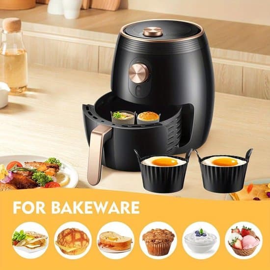 6-delad Airfryer Äggform, äggkoppar i silikon, kakbakformar, non-stick, för ägg, cupcakes, muffins, puddingar - Grå