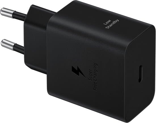 USB-C-oplader, 45 W, ultrahurtig strømadapter, USB-C til USB-adapter, kabelfri, sort