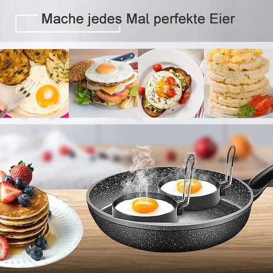 4-pak 7,6 cm non-stick æg- og pandekageforme i rustfrit stål