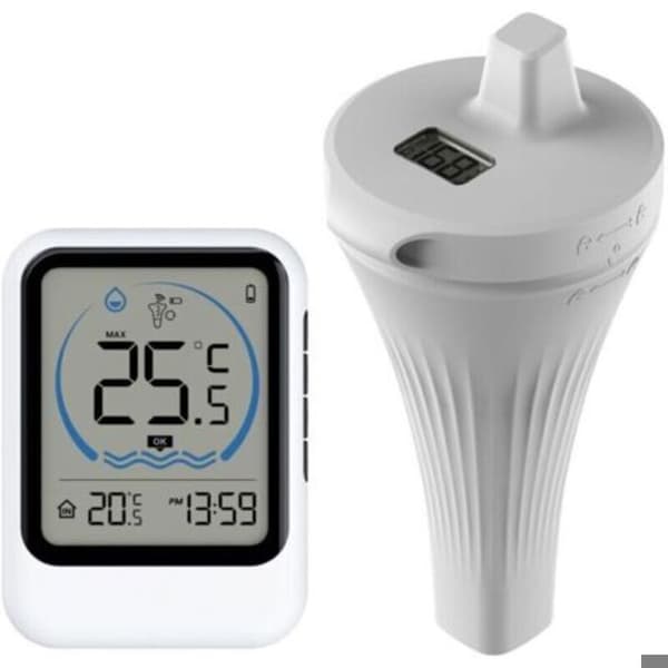 Digital flytande pooltermometer med LCD-display, trådlös flytande termometer, IP67-klassad, poolvattentermometer