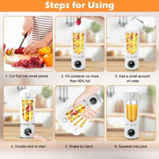 Bärbar Blender 700ml 12 Blad Milkshake Maker LCD USB-C Vit