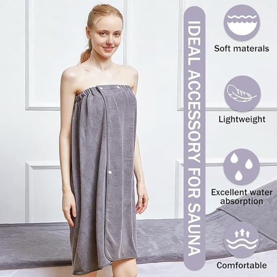 Badekåbe til kvinder med trykknapper - let og absorberende - ideel til sauna og spa.