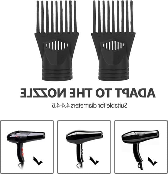 Dette todelte hårtørrertilbehørssæt inkluderer en diffuser og en kam til effektiv tørring og styling af hår.