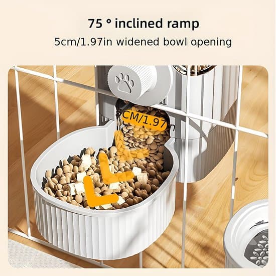 Automatisk Foder- och Vattendispenser Set Kanin-Marsvin Hängande Gravitation 1200ml Grå