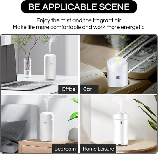Bil Diffuser Luftfrisker, Bærbar Luftfugter til Små Biler, Aroma Olie Diffuser, Velegnet til Soveværelse, Kontor, Hjem (Hvid)