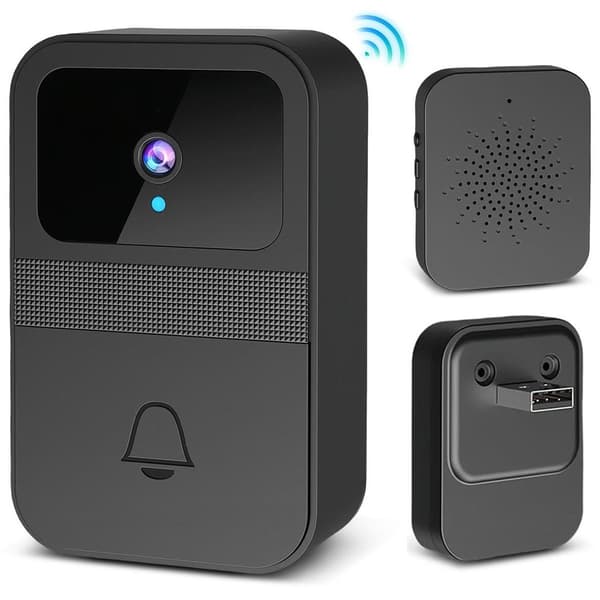Smart dörrklocka med kamera, trådlös videodörrklocka, stöder 2,4 GHz Wi-Fi och har röstförvrängande intercomfunktion.